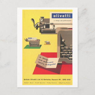 Vintage Olivetti skrivmaskinsreklam Vykort