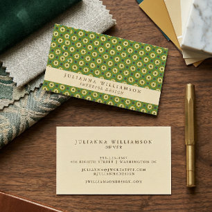 Vintage Olivgrön Geometrisk Kakel Inredningsdesign Visitkort