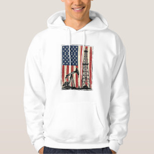 Vintage Oljefält Amerikansk Flagga Vektor T-Shirt Hoodie