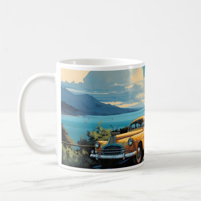 Vintage Oljemålning av klassiska Gulter Kaffemugg (Vänster)