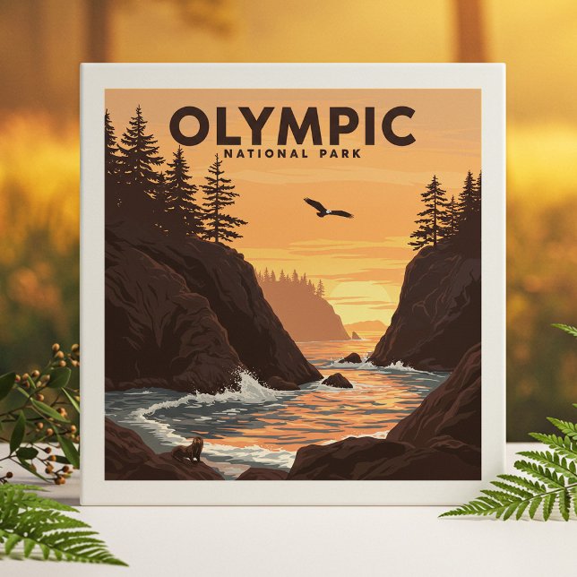 Vintage Olympic National Park Kakelplatta (Skapare uppladdad)