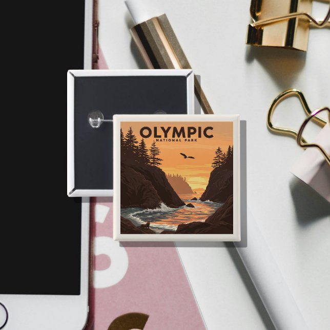 Vintage Olympic National Park Knapp (Skapare uppladdad)