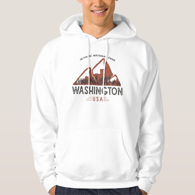 Vintage Olympic National Park Washington Hoodie (Framsida)