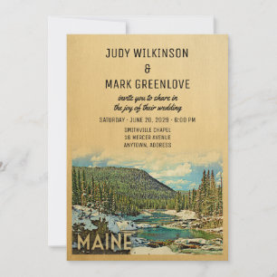 Vintage om inbjudan till Maine Wedding