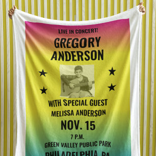 Vintage Ombre-konsert Poster med Photo Anpassnings Fleecefilt