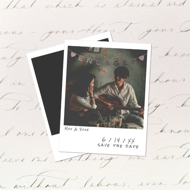 Vintage Omedelbar Foto Engagemang Annonskort Julkort (Skapare uppladdad)