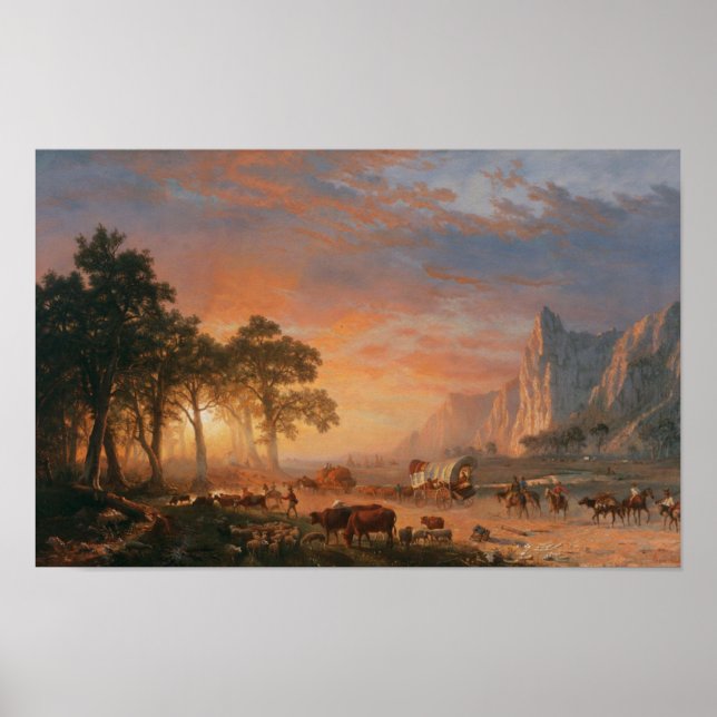 Vintage omfattar godsvagnar på Oregon Trail Poster (Framsidan)