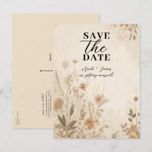 Vintage ömtålig blomster- botanisk boho bröllop meddelande vykort
