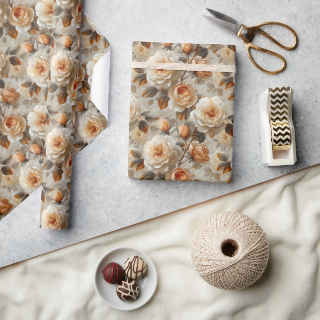 Vintage, ömtåligt blommönster. presentpapper (Hantverk)