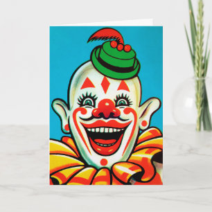 Vintage Onciens Clown Birthday Card Helgkort