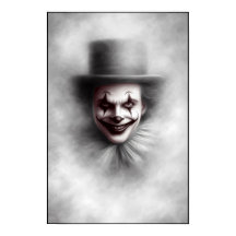 Vintage ondskefull clown i topp hatt