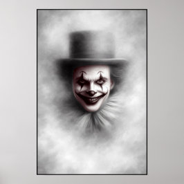 Vintage ondskefull clown i topp hatt poster