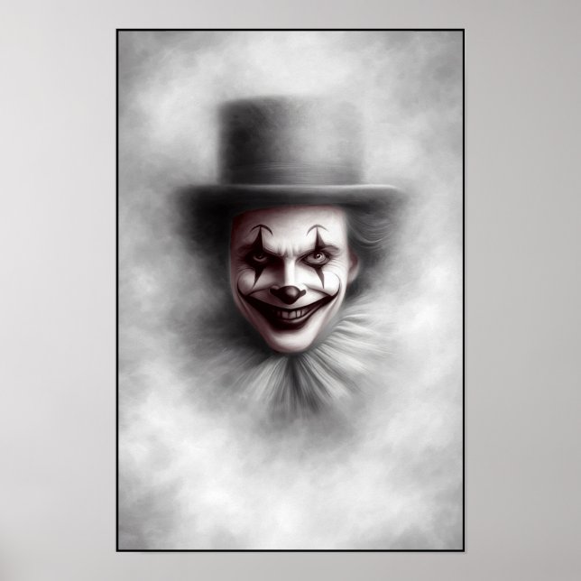 Vintage ondskefull clown i topp hatt poster (Framsidan)