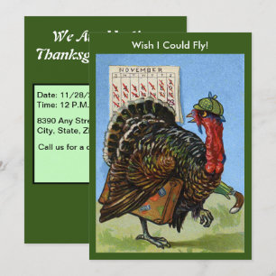 Vintage önskar att jag kunde flyga Thanksgiving Tu Inbjudningar