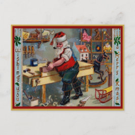 Vintage önskar dig en God jul Santa Workshop Helg Vykort