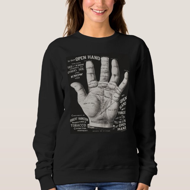 Vintage Open Hand Palmistry Print Advertisation T Shirt (Framsida)