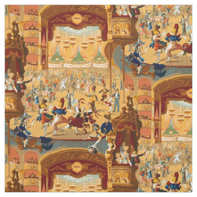 Vintage Opera House MasqueraBoll Mönster Tyg (Provkarta)