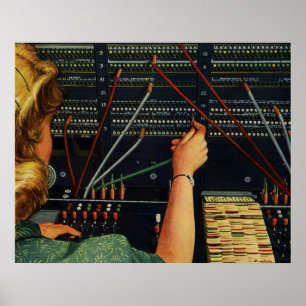 Vintage, operatör, telefonväxel poster