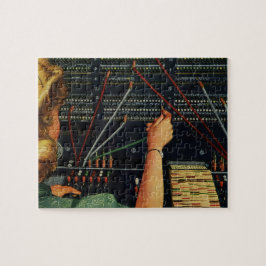 Vintage, operatör, telefonväxel pussel