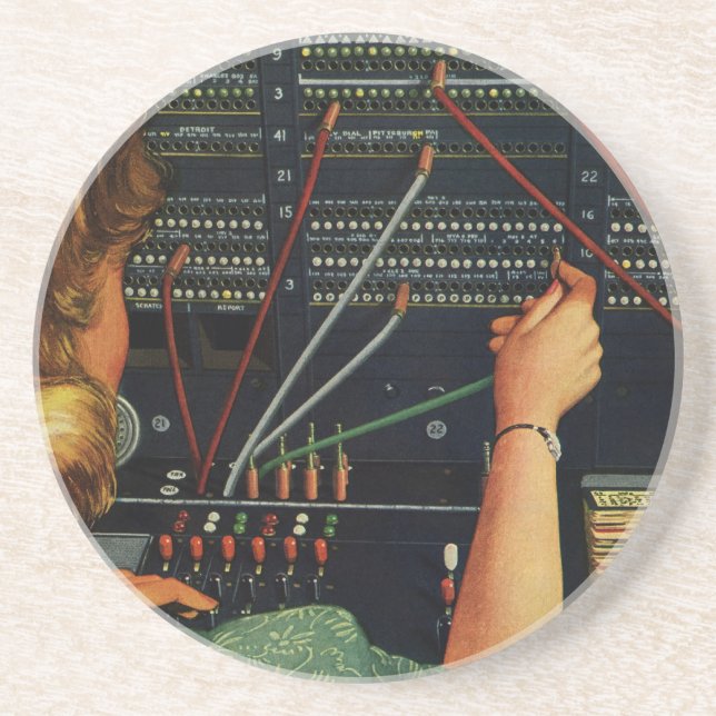 Vintage, operatör, telefonväxel underlägg (Framsidan)