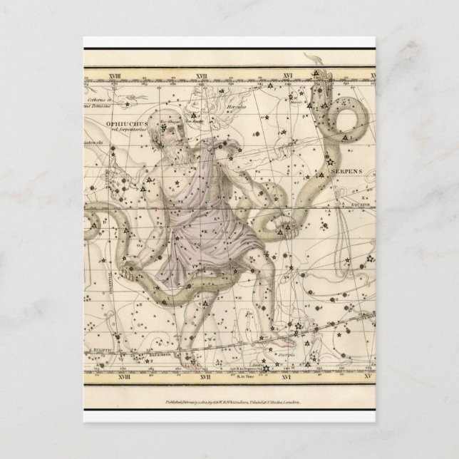 Vintage Ophiuchus Constellation Zodiac Vykort (Framsida)