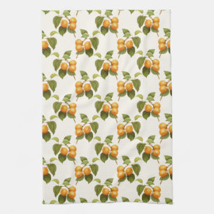 Vintage Orange Apricots Watercolor Mönster Kökshandduk