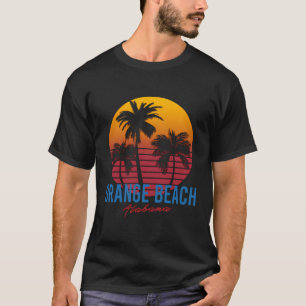 Vintage Orange Beach Alabama Palmträd Solnedgång R T Shirt