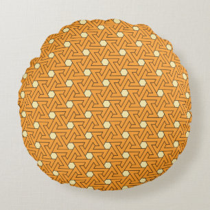 Vintage Orange Beige Triskelion Egyptian Mönster Rund Kudde