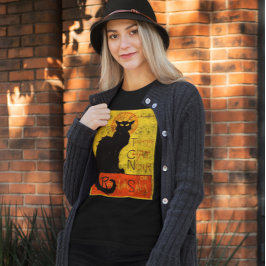 Vintage Orange Black Cat Chatta Noir Art Halloween T Shirt