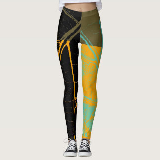 Vintage Orange Black Löv Leggings