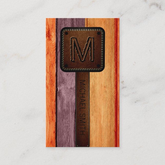 Vintage Orange Bläderläder Visitkort (Framsida)