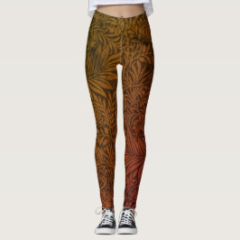 Vintage orange blommande riddarsporre botaniskt mö leggings