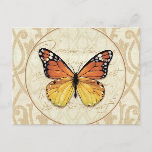 Vintage Orange Butterfly Vykort (Framsida)