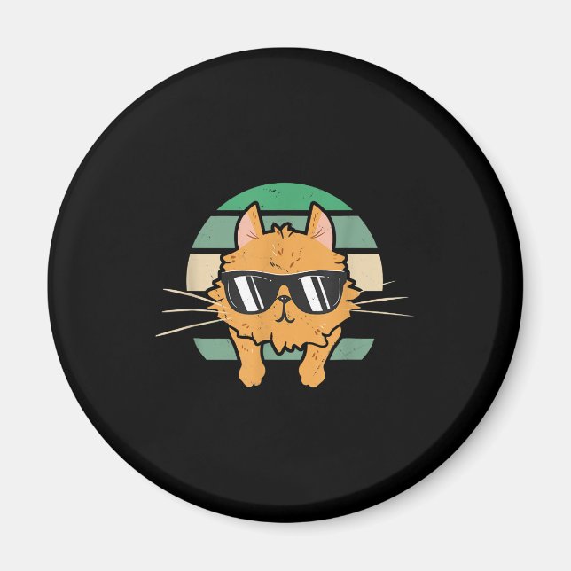 Vintage Orange Cat Lover Sunglasses Gift Magnet (Framsidan)