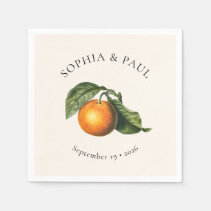 Vintage Orange Citrus Botanical Bröllopsfest Pappersservett