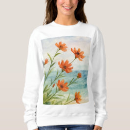 Vintage Orange Floral Botanical Watercolor Sweatsh T Shirt