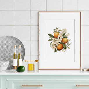 Vintage Orange Flower Kitchen Poster