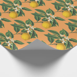 Vintage Orange för botaniska citronfrukter Blommar Presentpapper
