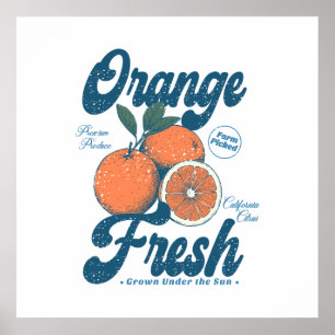 Vintage Orange Frisk California Citrus Kök Poster
