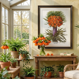 Vintage Orange Fritillaria Blommor Basilius Besler Poster