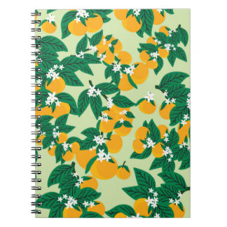 Vintage orange frukt med gröntens bakgrundssömn anteckningsbok