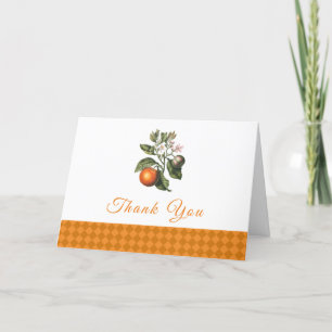 Vintage Orange Gingham Citrus Baby Shower Tack Kort