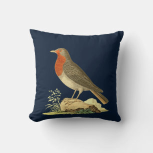 Vintage orange  grönt fågel Dekorativ kudde