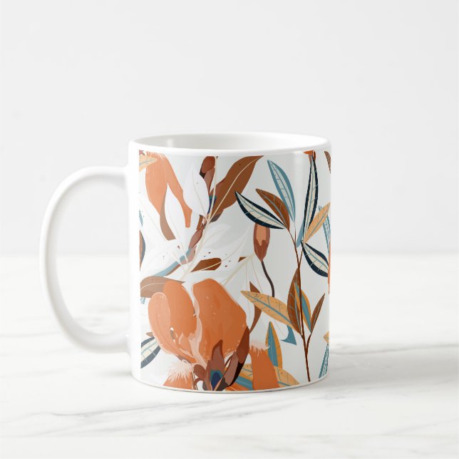 Vintage Orange Iris-Blommönster Kaffemugg (Vänster)