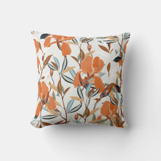 Vintage Orange Iris-Blommönster Kudde
