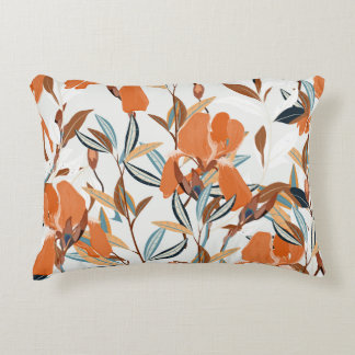 Vintage Orange Iris-Blommönster Prydnadskudde