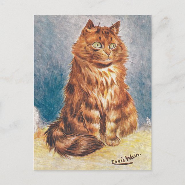 Vintage Orange Katt Vykort (Framsida)
