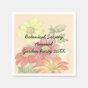 Vintage Orange och Gula blommor Garden Party Pappersservett