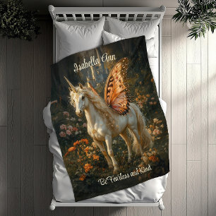 Vintage Orange och vit Fairytale Pegasus Fleecefilt