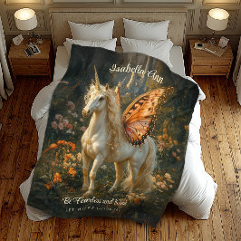Vintage Orange och vit Fairytale Pegasus Fleecefilt